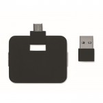 Hub USB mit 4 Ausgängen und USB Eingang Typ A und C farbe schwarz zweite Ansicht