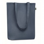 Einkaufstasche bedruckt aus Hanf Farbe blau