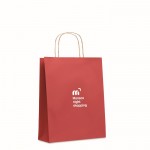 Mittelgroße, recycelte Papiertaschen Farbe rot Ansicht mit Logo 1