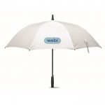 Elegante bedruckte winddichte Regenschirme Farbe weiß Ansicht mit Logo 1