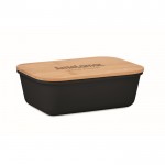 Firmen-Lunchbox mit Bambusdeckel Farbe schwarz Ansicht mit Logo 1