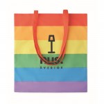 Regenbogen-Tasche mit langen Henkeln 200 g/m2 Farbe gemischt Ansicht mit Logo 1