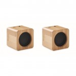 2 Lautsprecher mit Bambusgehäuse Farbe Holzton