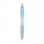 Kugelschreiber mit Druckknopf bedrucken Farbe hellblau zweite Ansicht