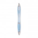 Kugelschreiber mit Druckknopf bedrucken Farbe hellblau dritte Ansicht