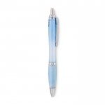 Kugelschreiber mit Druckknopf bedrucken Farbe hellblau vierte Ansicht