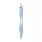 Kugelschreiber mit Druckknopf bedrucken Farbe hellblau erste Ansicht