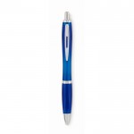 Kugelschreiber mit Druckknopf bedrucken Farbe blau erste Ansicht