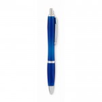 Kugelschreiber mit Druckknopf bedrucken Farbe blau zweite Ansicht