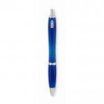 Kugelschreiber mit Druckknopf bedrucken Farbe blau dritte Ansicht