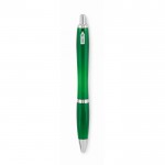 Kugelschreiber mit Druckknopf bedrucken Farbe grün dritte Ansicht