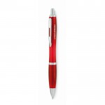 Kugelschreiber mit Druckknopf bedrucken Farbe rot Ansicht mit Logo 1