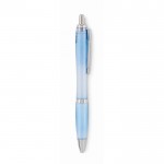 Kugelschreiber mit Druckknopf bedrucken Farbe hellblau zweite Ansicht