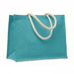 Einkaufs- oder Strandtasche aus Jute Farbe Türkis