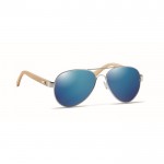 Sonnenbrille mit Bambusbügeln bedrucken lassen Farbe blau vierte Ansicht