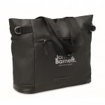 Recycelte Tasche mit Reißverschluss und Fach Farbe schwarz Ansicht mit Logo 1