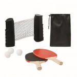 Tischtennisset mit aufrollbarem Netz Farbe schwarz