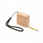 Quadratisches Maßband aus Bambus Farbe Holzton
