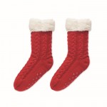 Rutschfeste Socken im Weihnachtslook Farbe Rot zweite Ansicht