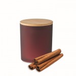 Kerze mit Glasgefäß und Bambusdeckel Farbe Bordeaux sechste Ansicht