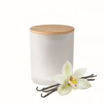 Kerze mit Glasgefäß und Bambusdeckel Farbe Weiß sechste Ansicht