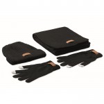 Set aus Mütze, Schal und Handschuhen Farbe Schwarz