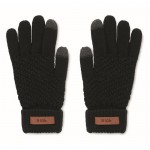 Touch-Handschuhe aus RPET Farbe Schwarz Ansicht mit Logo 1