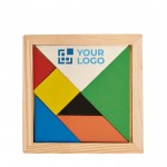 Buntes Tangram-Spiel aus Holz bedrucken Ansicht mit Druckbereich