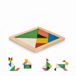 Buntes Tangram-Spiel aus Holz bedrucken Farbe Holzton