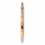 Bambus-Kugelschreiber ohne Tinte als Werbegeschenk Farbe Holzton zweite Ansicht mit Logo