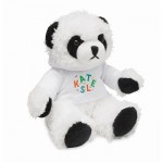 Stofftier-Panda mit Sweatshirt mit Logo bedruckt Farbe Weiß Ansicht mit Logo 1