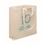 Recycling-Tasche mit Fach 140 g/m2 Farbe Beige Ansicht mit Logo 1