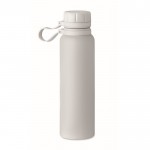 Thermosflasche mit Deckel und Silikongriff mit Logo Farbe Weiß