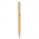 Kugelschreiber aus Bambus mit Metalldetails Farbe Holzton