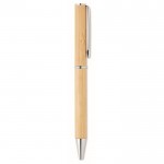 Kugelschreiber aus Bambus mit Metalldetails Farbe Holzton vierte Ansicht