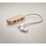 USB-Hub im Holzgehäuse mit 3 Anschlüssen Farbe Holzton erstes Detailbild