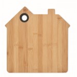 Brettchen aus Holz in Hausform Farbe Holzton dritte Ansicht