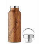 Doppelwandige Flasche aus recyceltem Edelstahl in Holzoptik, 500 ml Farbe braun fünfte Ansicht