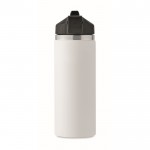 Flasche aus recyceltem Edelstahl, auslaufsicher, mit Strohhalm, 500 ml Farbe weiß achte Ansicht
