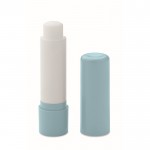 Veganer Lippenbalsam mit Vanillegeschmack und Lichtschutzfaktor 10 in recyceltem ABS-Etui Farbe hellblau