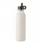 Auslaufssichere Flasche mit 2 austauschbaren Verschlüssen und Strohhalm, 700 ml Farbe weiß