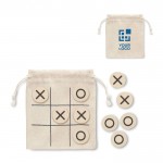 Tic-Tac-Toe-Spiel aus Holz mit Brett in Baumwolltasche  Hauptansicht Ansicht
