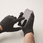 Taktile Handschuhe aus RPET-Polyester mit Korketikett mit Logo Farbe schwarz viertes Detailbild