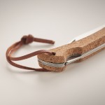 Klapptaschenmesser aus Edelstahl mit Korkgriff und Seil Farbe beige fünftes Detailbild