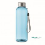 Transparente, auslaufsichere Tritan Renew™-Flasche mit Deckel mit Griff Farbe blau