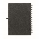 Notizbuch mit Einband aus Filz und Stifthalter, A5-Blätter liniert Farbe dunkelgrau dritte Ansicht