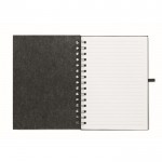 Notizbuch mit Einband aus Filz und Stifthalter, A5-Blätter liniert Farbe dunkelgrau vierte Ansicht
