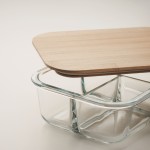 Lunchbox aus Glas mit 3 Fächern und Bambusdeckel, 800 ml Farbe transparent drittes Detailbild