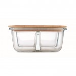 Lunchbox aus Glas mit 3 Fächern und Bambusdeckel, 800 ml Farbe transparent achte Ansicht
