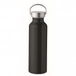 Flasche aus recyceltem Aluminium mit auslaufsicherem Verschluss und Griff, 500 ml Farbe schwarz